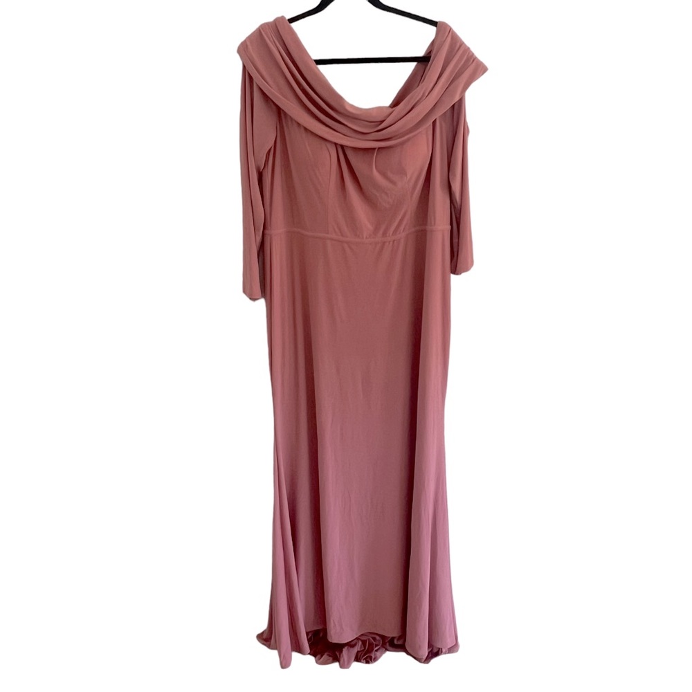 Mac Duggal DROP SHOULDER LONG SLEEVE COLUMN GOWN size 16 - Picture 8 of 12